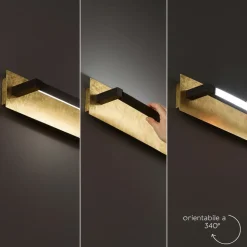 Applique girevole foglia led 12w cct nero oro moderna perenz