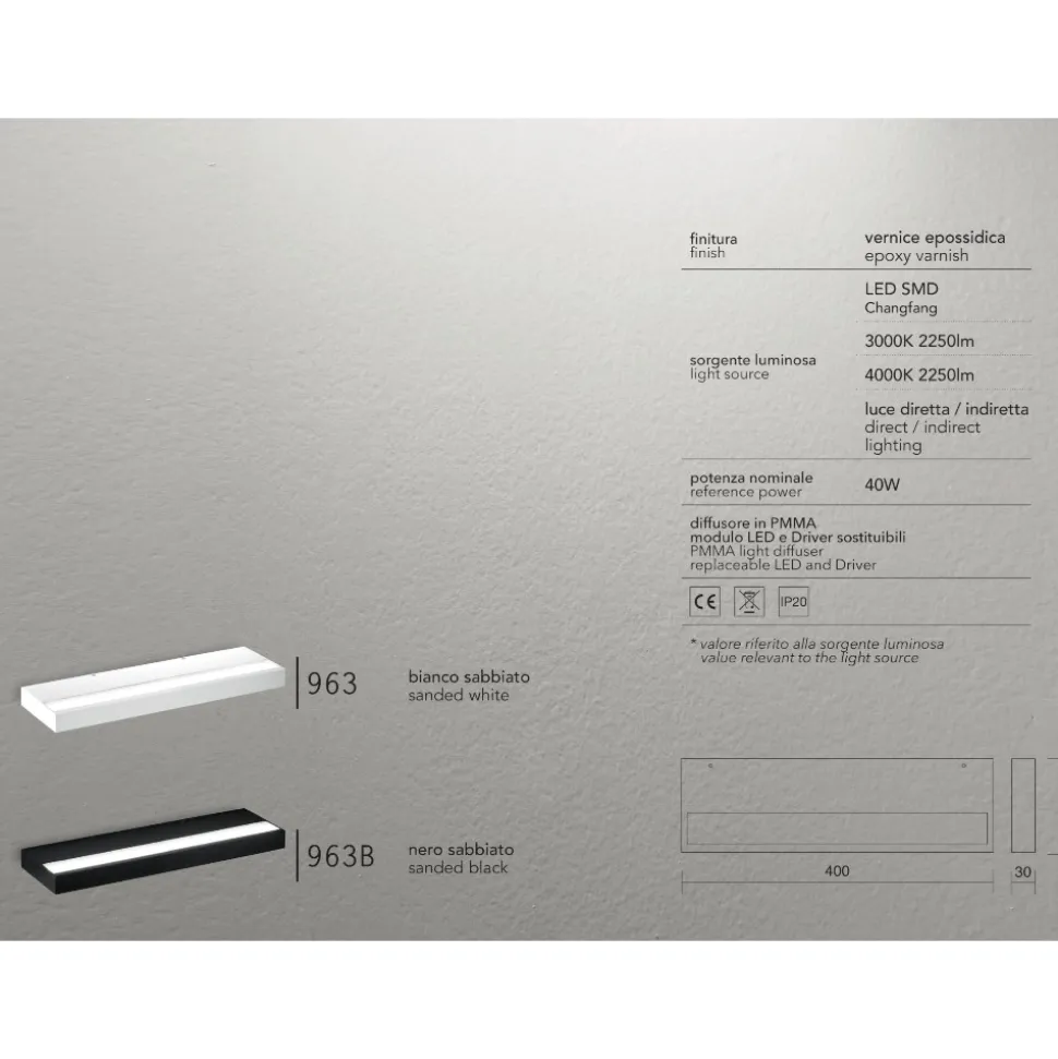 Applique isyluce duplex moderna led 40w 3000k-4000k nera