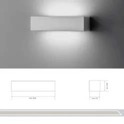 Applique isyluce 18w 3000k gesso bianca rettangolare