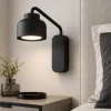 Applique lampada da comodino moderna nera vivida bottone