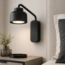 Applique lampada da comodino moderna nera vivida bottone