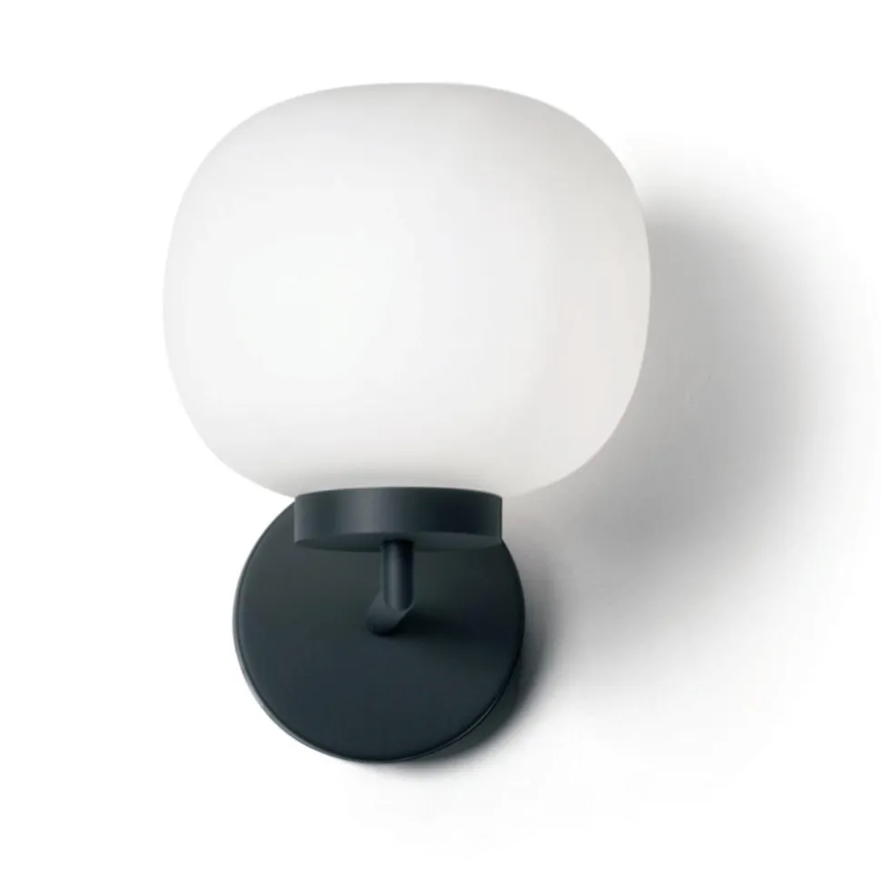 Applique lampada da parete moderna nera vetro bianco miloox bomboi