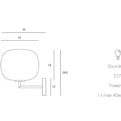 Applique lampada da parete moderna nera vetro bianco miloox bomboi