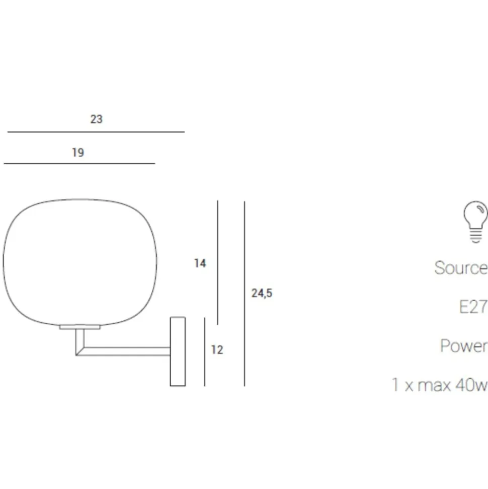 Applique lampada da parete moderna nera vetro bianco miloox bomboi