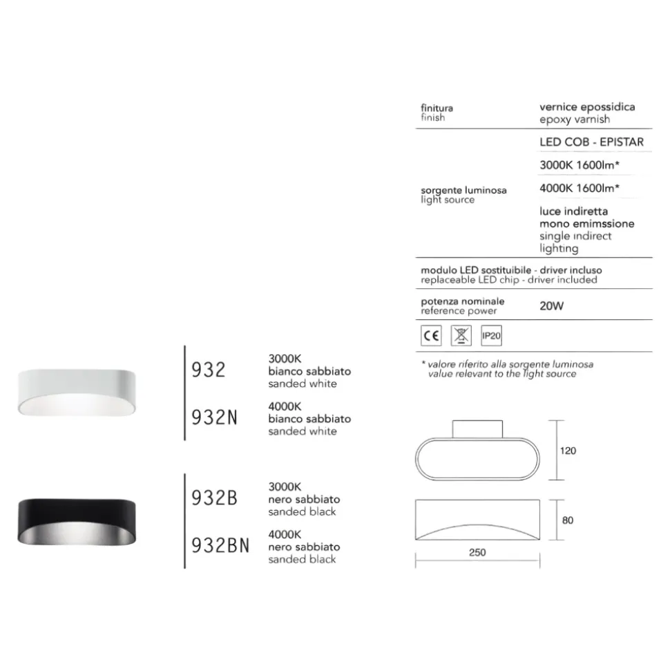 Applique led nero 20w 3000k design moderna isyluce