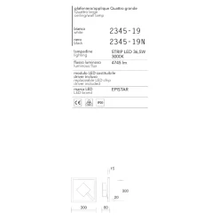 Applique led 36w 3000k bianca moderna affralux quattro