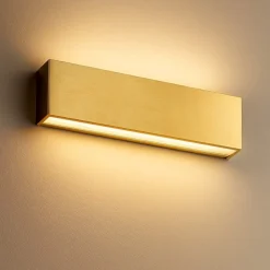 Applique led 19w 3000k bi emissione ottone box w2 linea light