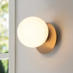Applique led 8w 3000k design moderno oro rosa vetro bianco vivida pearl