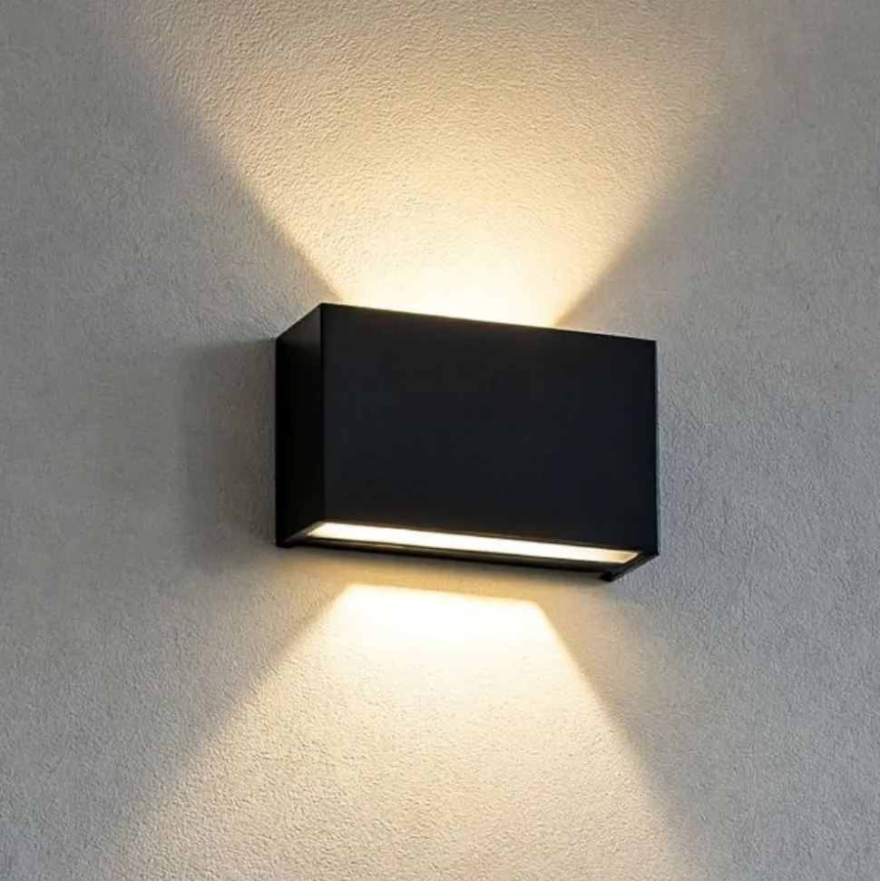 Applique led 10w 3000k nero box w2 bi emissione linea light