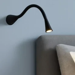Applique led 2w 3000k orientabile nero con interruttore linea light snake w1