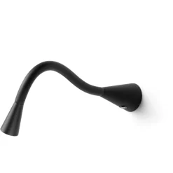 Applique led 2w 3000k orientabile nero con interruttore linea light snake w1