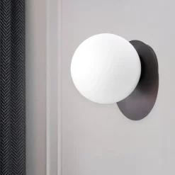 Applique led 12w 3000k vivida pearl bronzo sfera vetro bianco