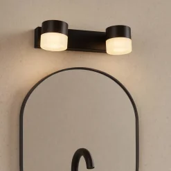 Applique 2 luci orientabili nera per specchio da bagno