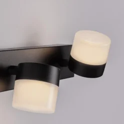 Applique 2 luci orientabili nera per specchio da bagno