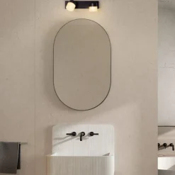 Applique 2 luci orientabili nera per specchio da bagno