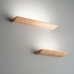 Applique mensola di legno quercia led 27w 3000k fabas luce linus