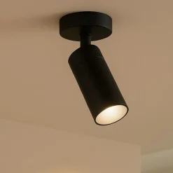 Applique moderna con cilindro nero da soffitto orientabile