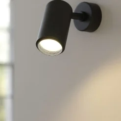 Applique moderna con spot orientabile cilindro nero
