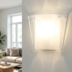 Applique moderna di vetro trasparente curvo fabas luce viki