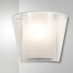Applique moderna di vetro trasparente curvo fabas luce viki