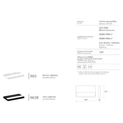 Applique moderna isyluce plate bianco led 12w 3000k fp