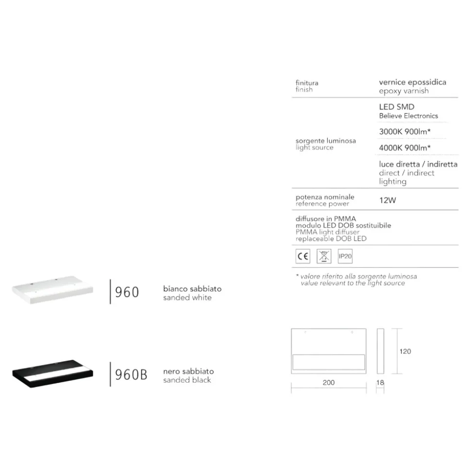 Applique moderna isyluce plate bianco led 12w 3000k fp