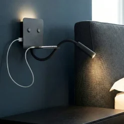 Applique multifunzione per camera da letto nero level perenz illuminazione