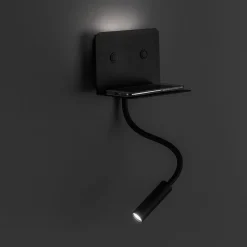 Applique multifunzione per camera da letto nero level perenz illuminazione
