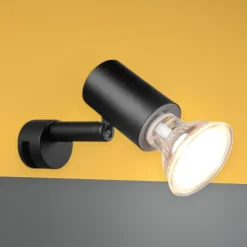 Applique nera da bagno luce orientabile moderna