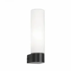 Applique nera da bagno moderno vetro bianco ip44