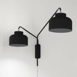 Applique nera due luci orientabili bottone vivida dimmerabile con telecomando