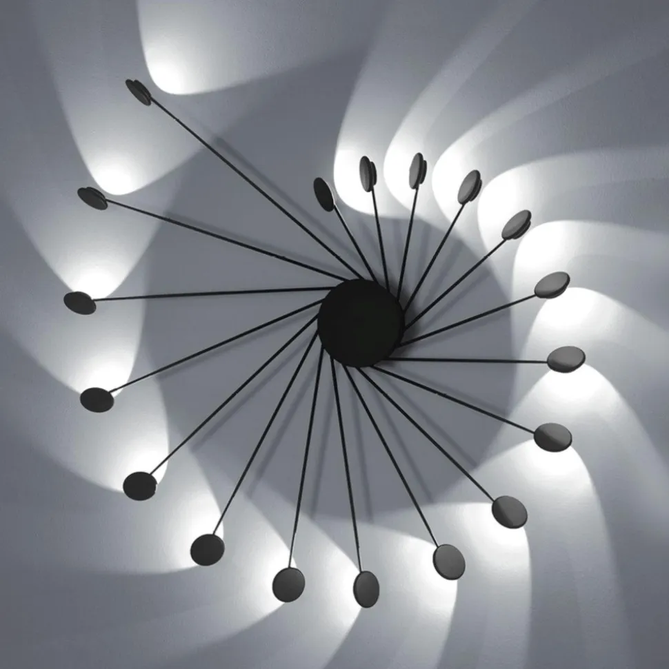 Applique nera led 36w 3000k dimmerabile vivida helix moderna