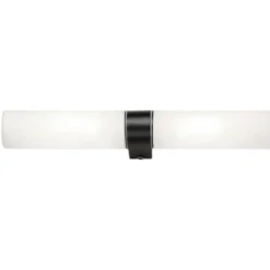 Applique nera per bagno 2 luci vetro bianco ip44