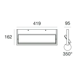 Applique nero led 19w 3000k stilnovo tablet orientabile per soggiorno