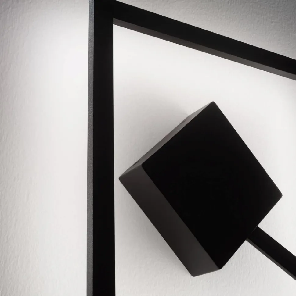 Applique nero quadrato led 19w 3000k moderno affralux quattro