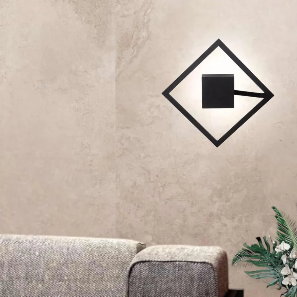 Applique nero quadrato led 19w 3000k moderno affralux quattro