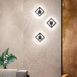 Applique nero quadrato led 19w 3000k moderno affralux quattro