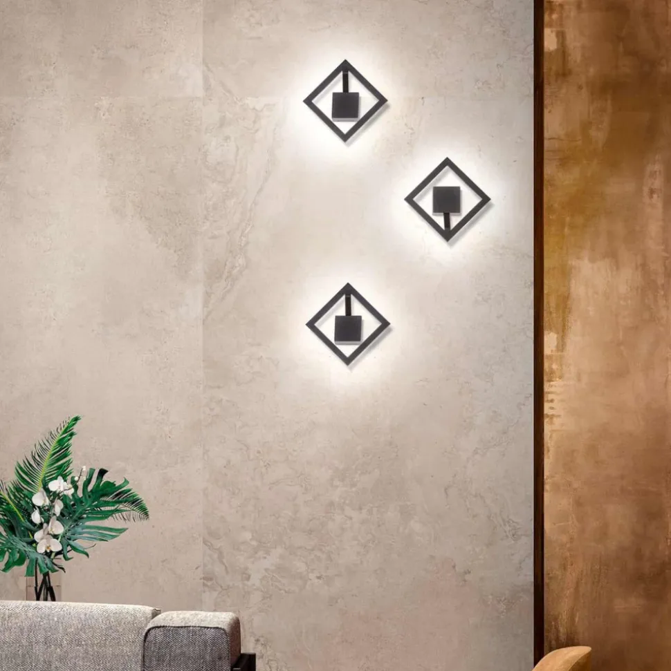 Applique nero quadrato led 19w 3000k moderno affralux quattro
