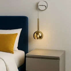 Applique pendente per camera da letto sfera vetro oro toplight
