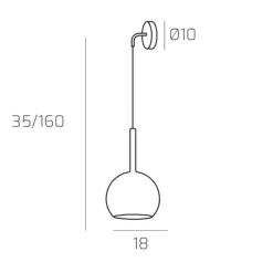 Applique pendente per camera da letto sfera vetro oro toplight