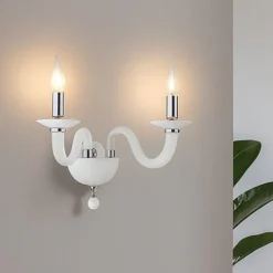 Applique per camera da letto classica ondaluce ap ravel vetro bianco 2 luci