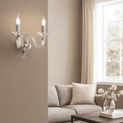 Applique per camera da letto classica ondaluce ap ravel vetro bianco 2 luci