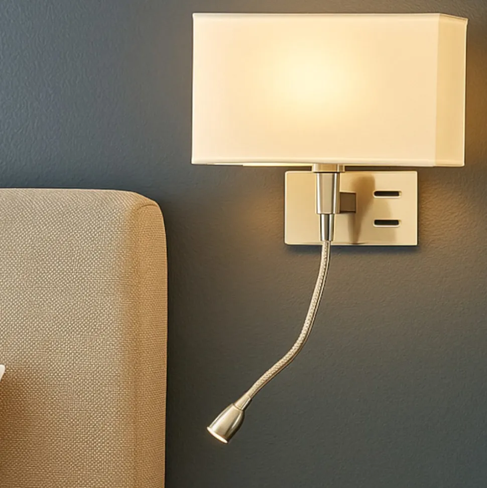 Applique per camera da letto con paralume para hotel perenz