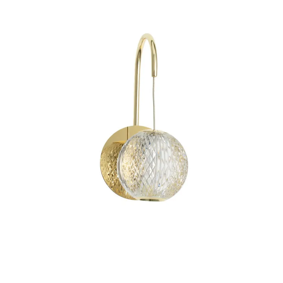 Applique per camera da letto oro sfera trasparente led 3200k