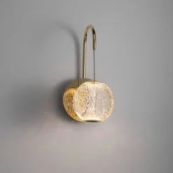 Applique per camera da letto oro sfera trasparente led 3200k