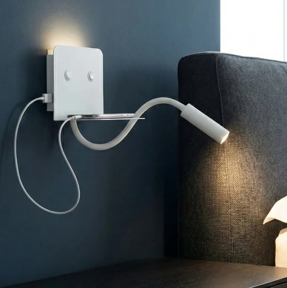 Applique per comodini mensola bianco level perenz 2 luci led