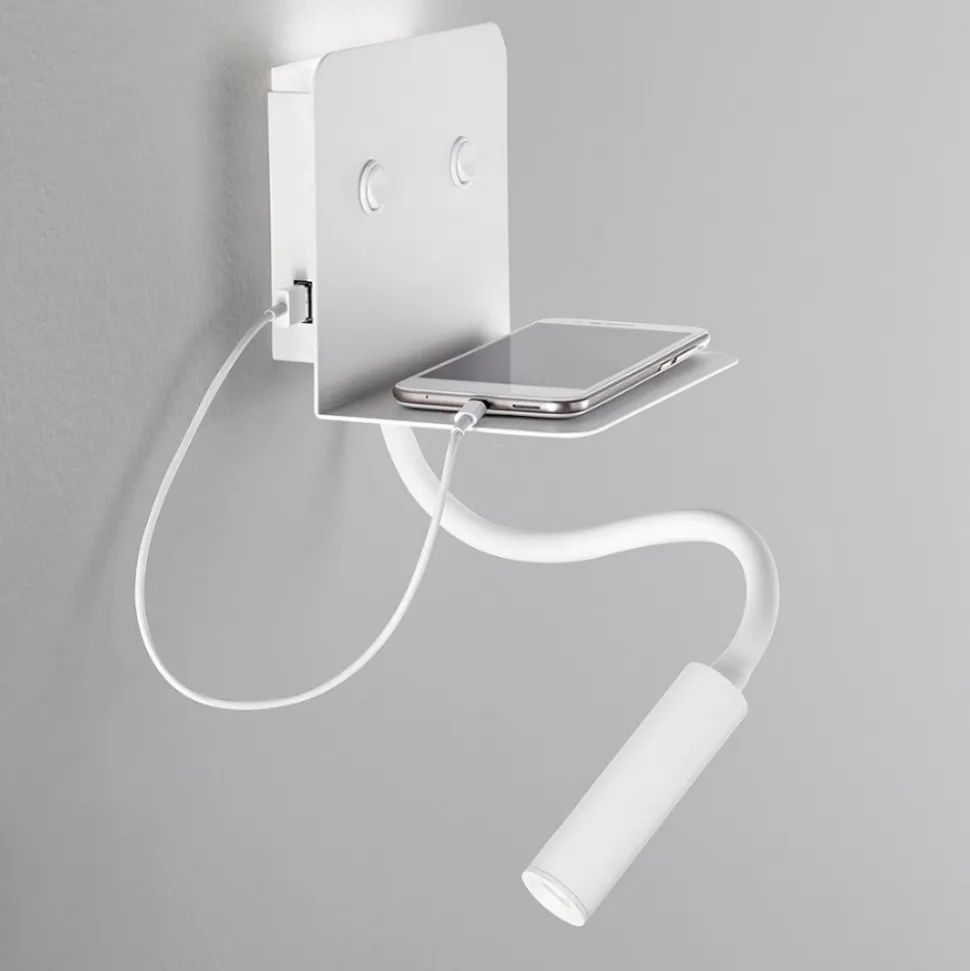 Applique per comodini mensola bianco level perenz 2 luci led