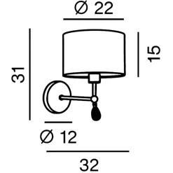 Applique per comodino camera da letto round hotel perenz