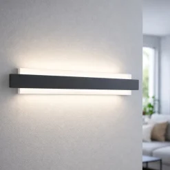 Applique regolo nero fabas luce moderno led 21w 3000k dimmerabile