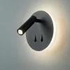 Applique tondo nera per comodini camera da letto doppia luce plug perenz
